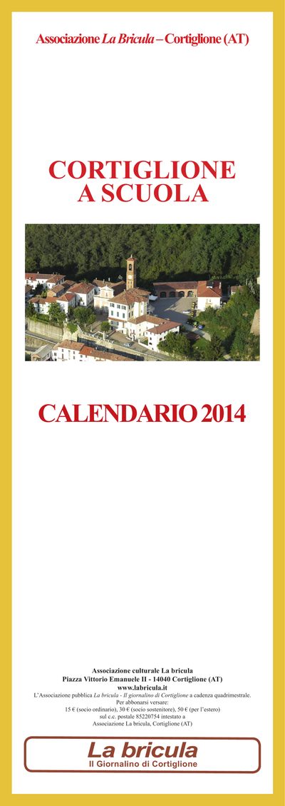 Copertina del calendario 2014: Cortiglione a scuola