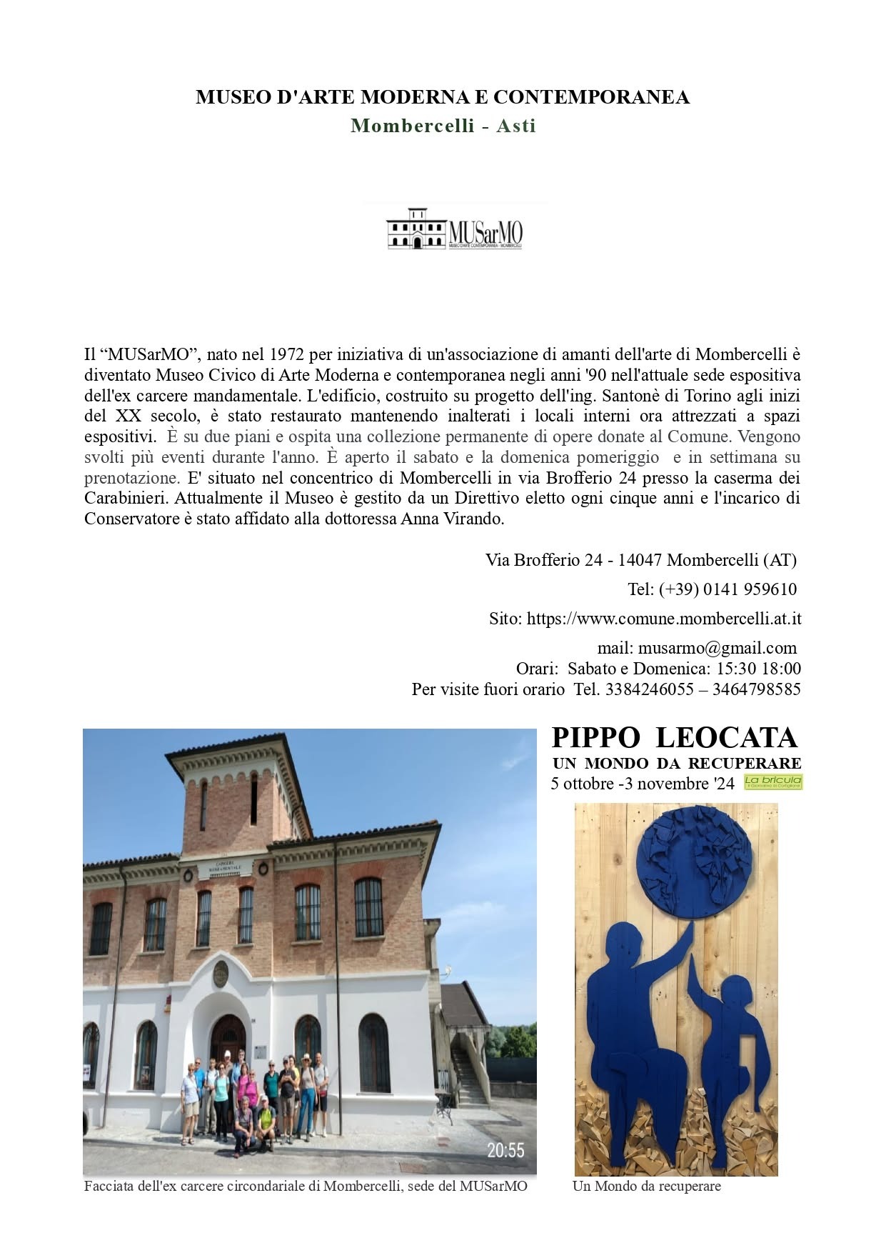 Scheda del MUSarMO, Museo d'Arte Moderna e Contemporanea di Mombercelli